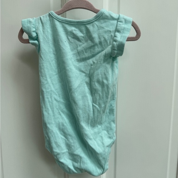 Carter’s 12M Girls Blue & White Mouse with Flower Shirt Sleeve Onesie Bodysuit - Picture 5 of 6